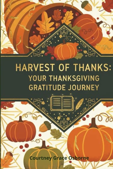 Harvest of Thanks is a mindfully guided Thanksgiving journal that helps you cultivate gratitude, joy, and presence with daily gratitude prompts, reflections, and mindfulness exercises. By Courtney Grace Osborne.